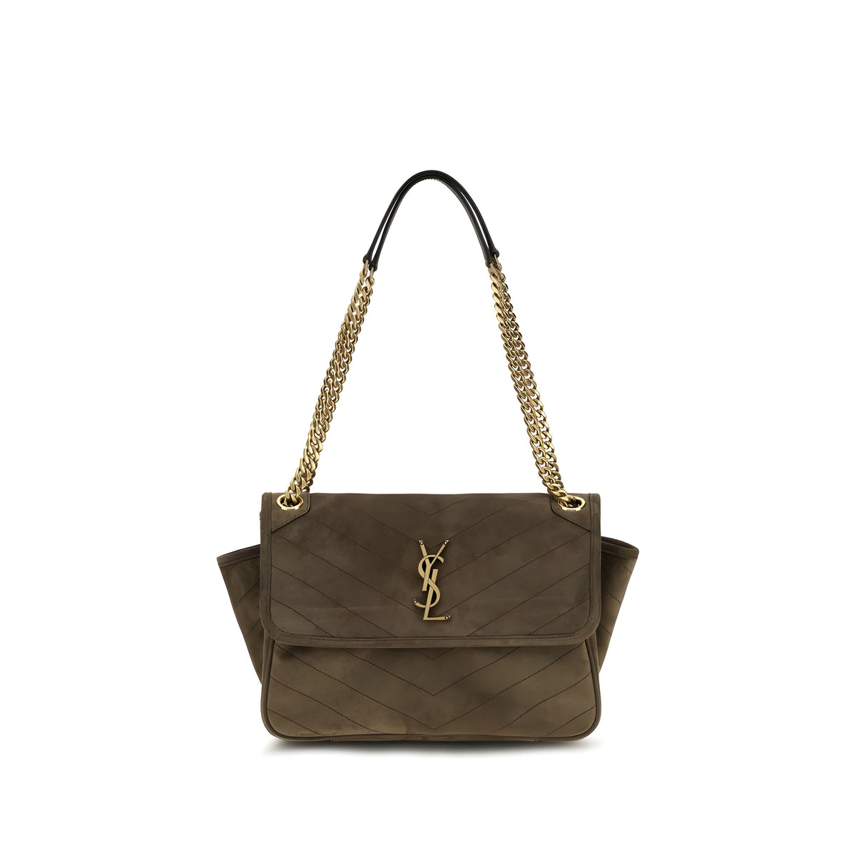 Saint Laurent Bicolor Suede Leather Shoulder Bag