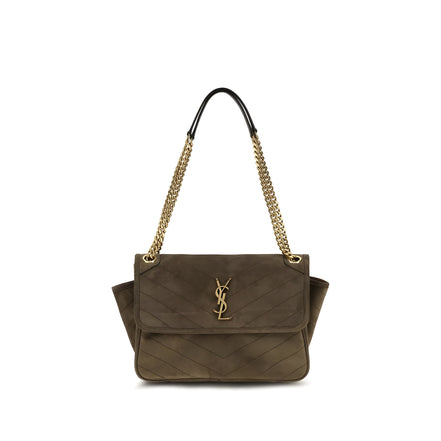 Saint Laurent Bicolor Suede Leather Shoulder Bag