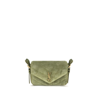 Saint Laurent Bicolor Suede Shoulder Bag