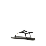 Saint Laurent Black Calf Leather Flat Sandals