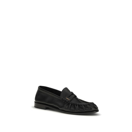 Saint Laurent Black Calf Leather Slip-On Loafers