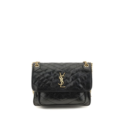 Saint Laurent Black Calf Leather Shoulder Bag