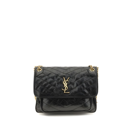Saint Laurent Black Calf Leather Shoulder Bag