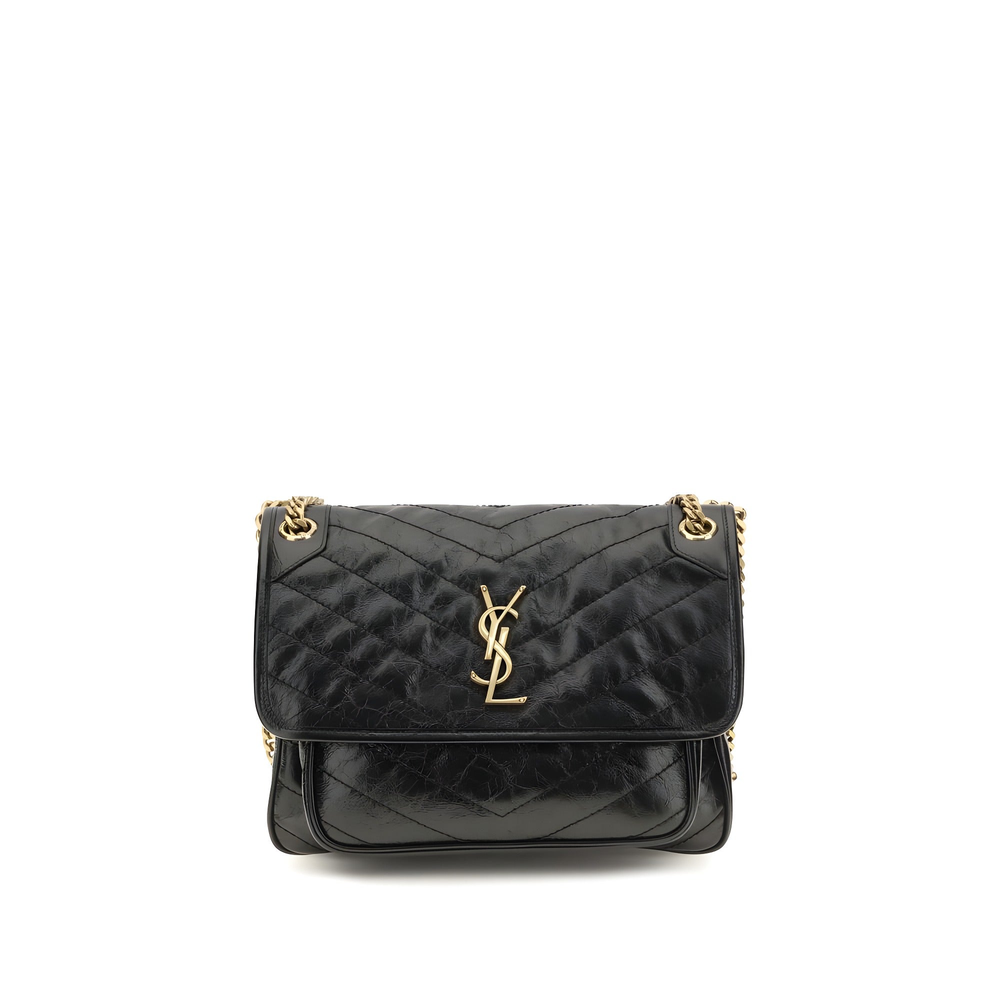Saint Laurent Black Calf Leather Shoulder Bag