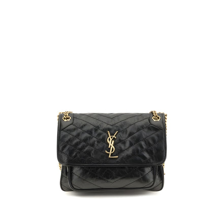 Saint Laurent Black Calf Leather Shoulder Bag