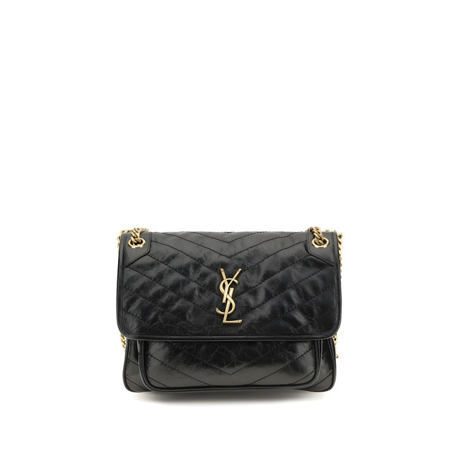 Saint Laurent Black Calf Leather Shoulder Bag