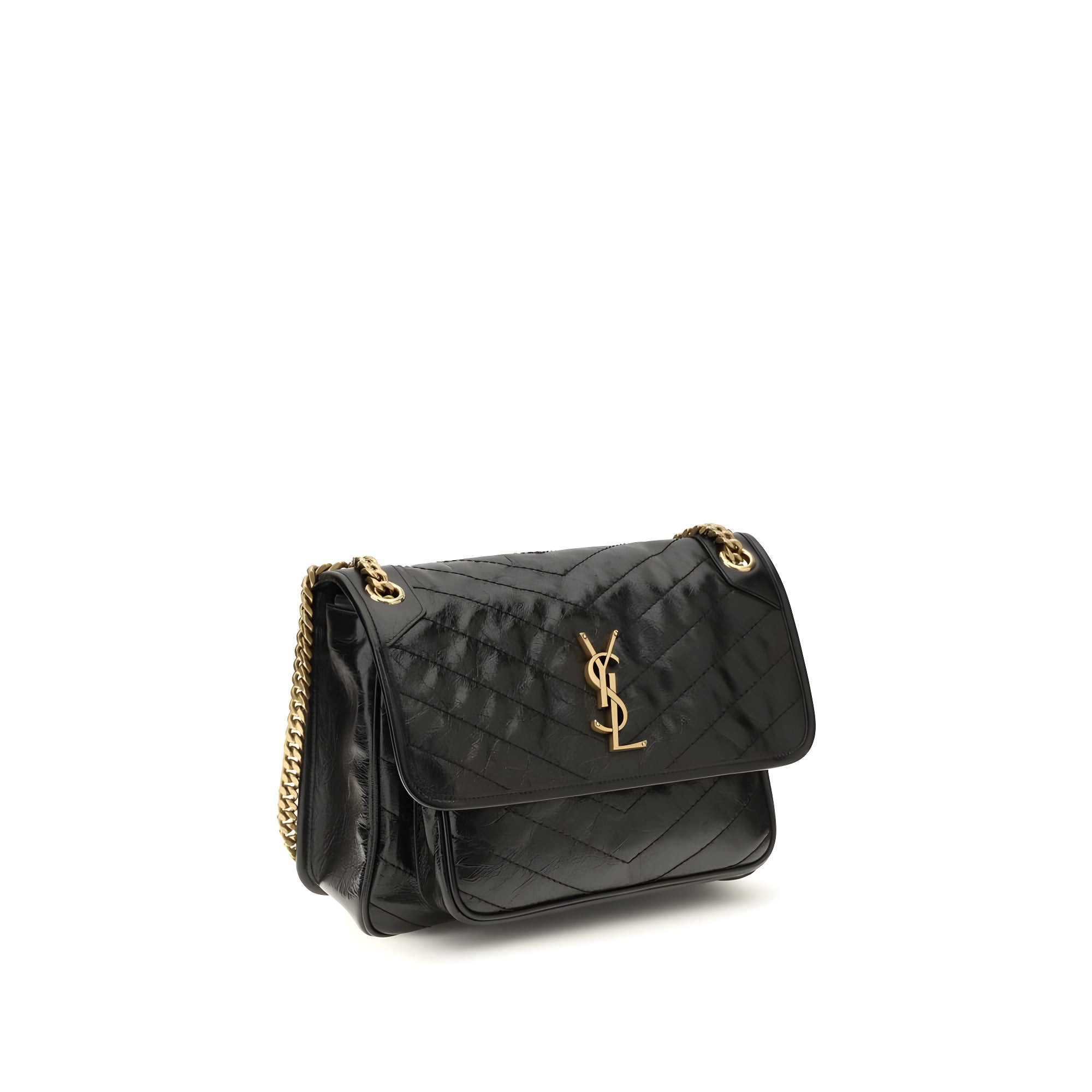 Saint Laurent Black Calf Leather Shoulder Bag