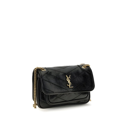 Saint Laurent Black Calf Leather Shoulder Bag Niki