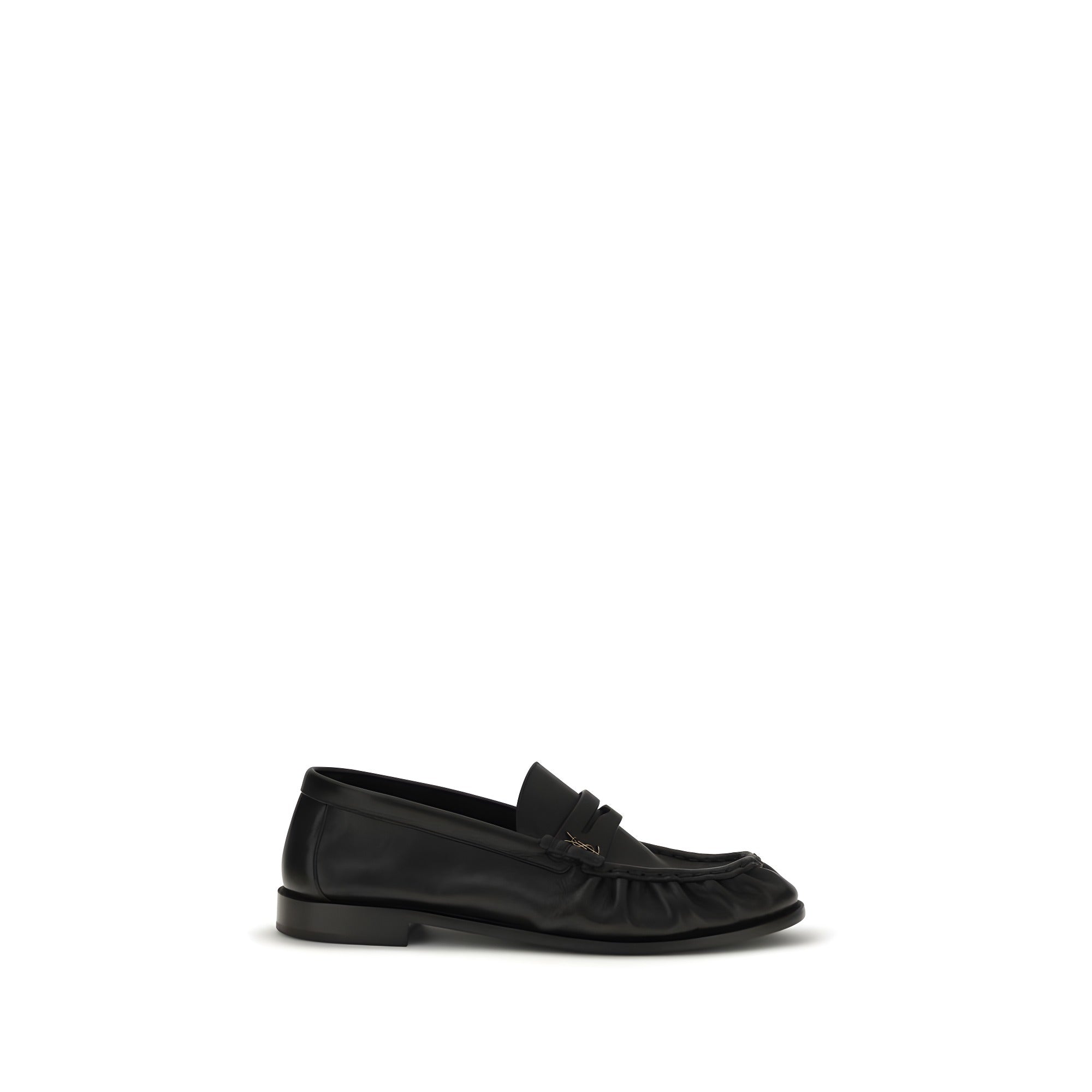 Saint Laurent Black Calf Leather Slip-On Loafers