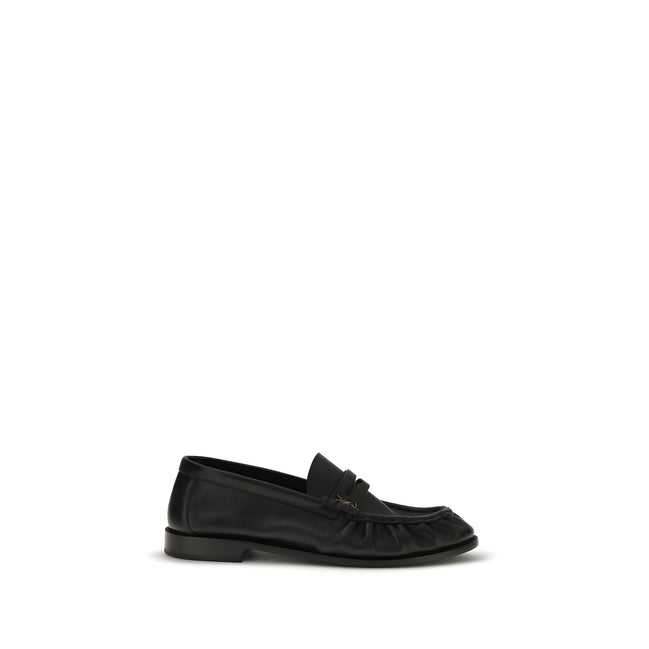 Saint Laurent Black Calf Leather Slip-On Loafers