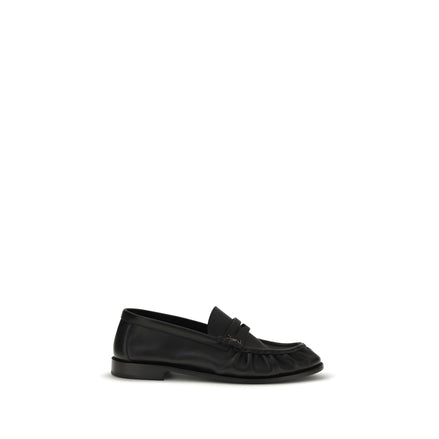 Saint Laurent Black Calf Leather Slip-On Loafers