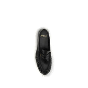 Saint Laurent Black Calf Leather Slip-On Loafers