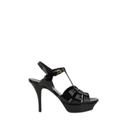 Saint Laurent Black Calf Leather Stiletto Heel Sandals