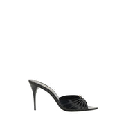 Saint Laurent Black Lambskin Stiletto Heel Sandals