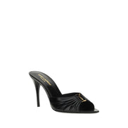 Saint Laurent Black Lambskin Stiletto Heel Sandals