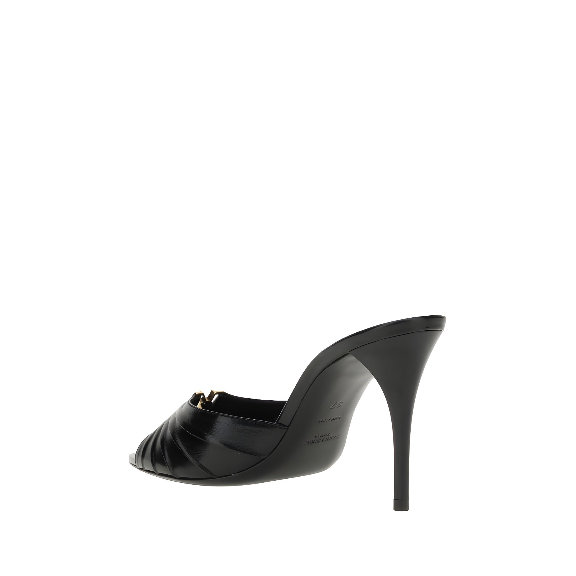 Saint Laurent Black Lambskin Stiletto Heel Sandals