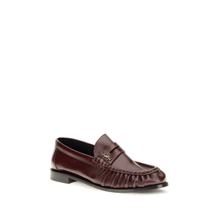 Saint Laurent Bordeaux Lamb Slip-On Loafers