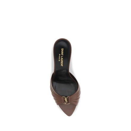 Saint Laurent Brown Calf Leather Bos Taurus Mules