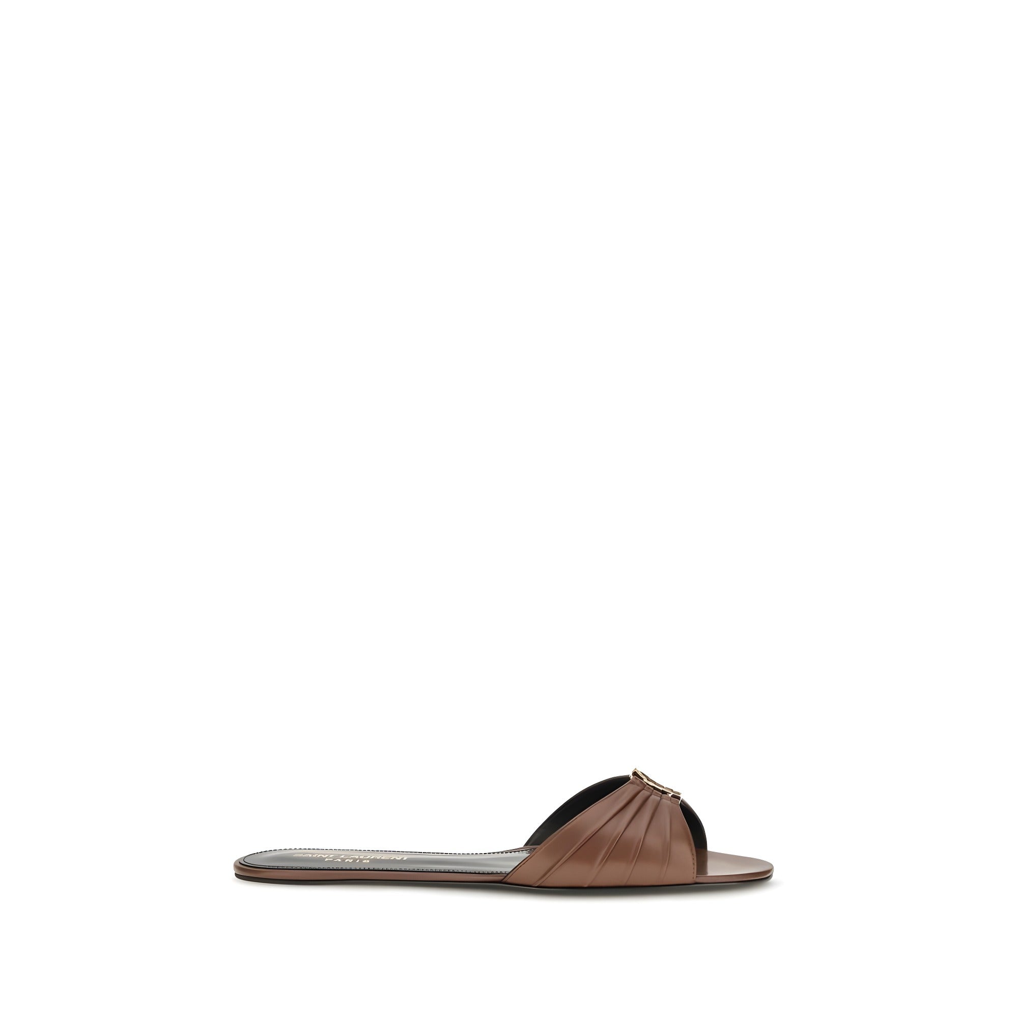 Saint Laurent Brown Calf Leather Mules