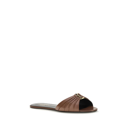 Saint Laurent Brown Calf Leather Mules