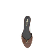 Saint Laurent Brown Calf Leather Mules