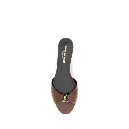 Saint Laurent Brown Calf Leather Mules