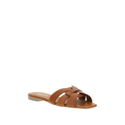 Saint Laurent Brown Calf Leather Flat Sandals