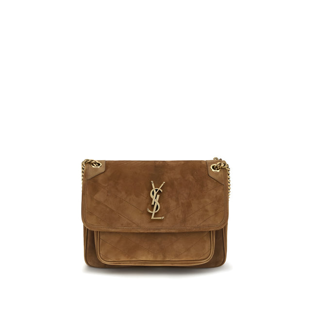 Saint Laurent Brown Suede Leather Shoulder Bag