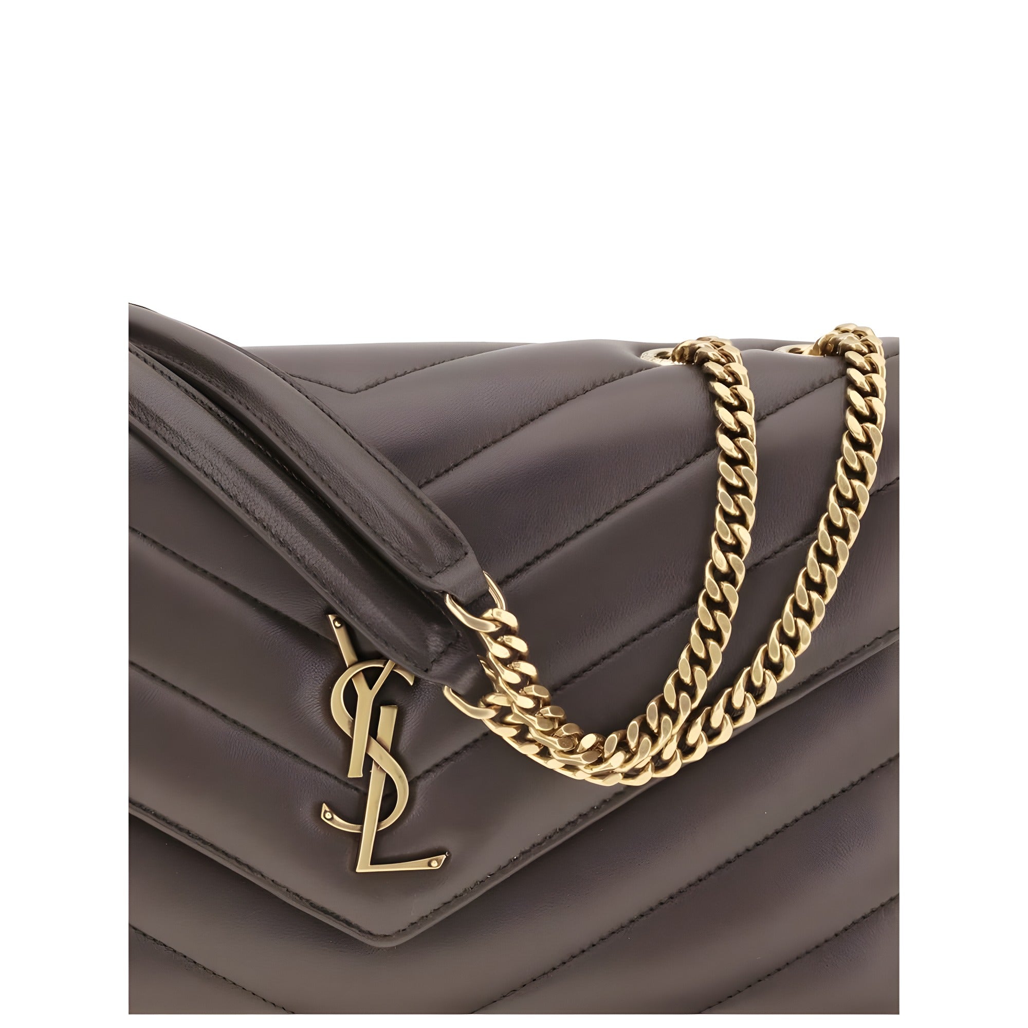 Saint Laurent Gray Lambskin Shoulder Bag