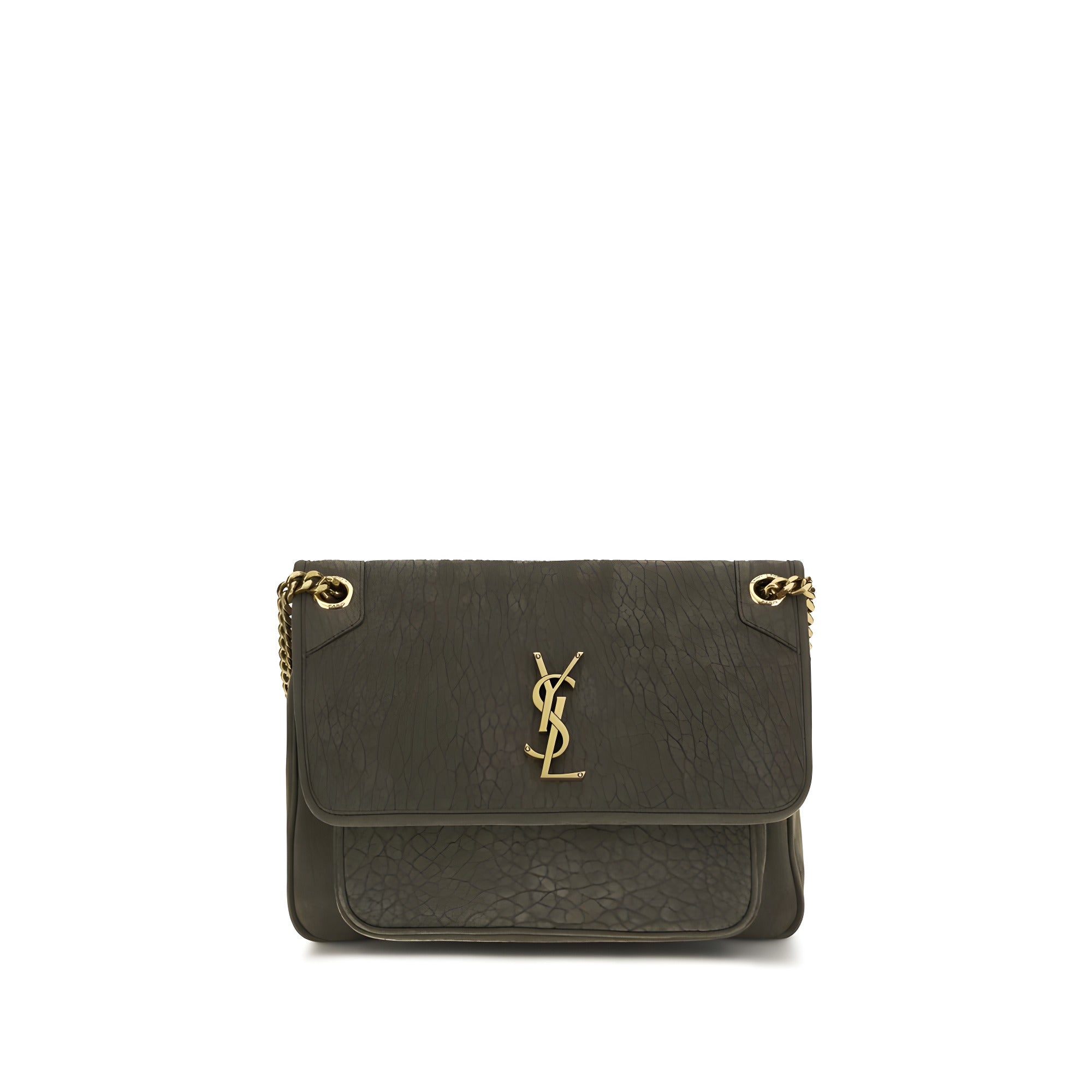 Saint Laurent Gray Leather Shoulder Bag