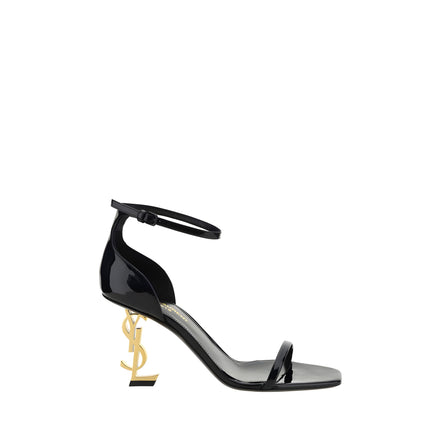 Saint Laurent Opyum Black Patent Calf Leather Stiletto Heel Sandals