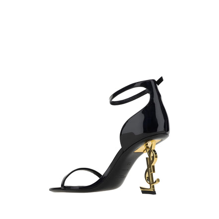 Saint Laurent Opyum Black Patent Calf Leather Stiletto Heel Sandals