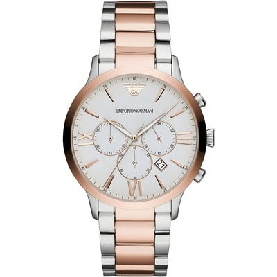 Montre chronographe Emporio Armani en acier argenté et bronze