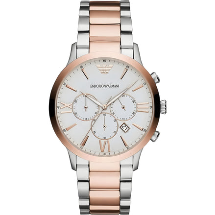 Montre chronographe Emporio Armani en acier argenté et bronze