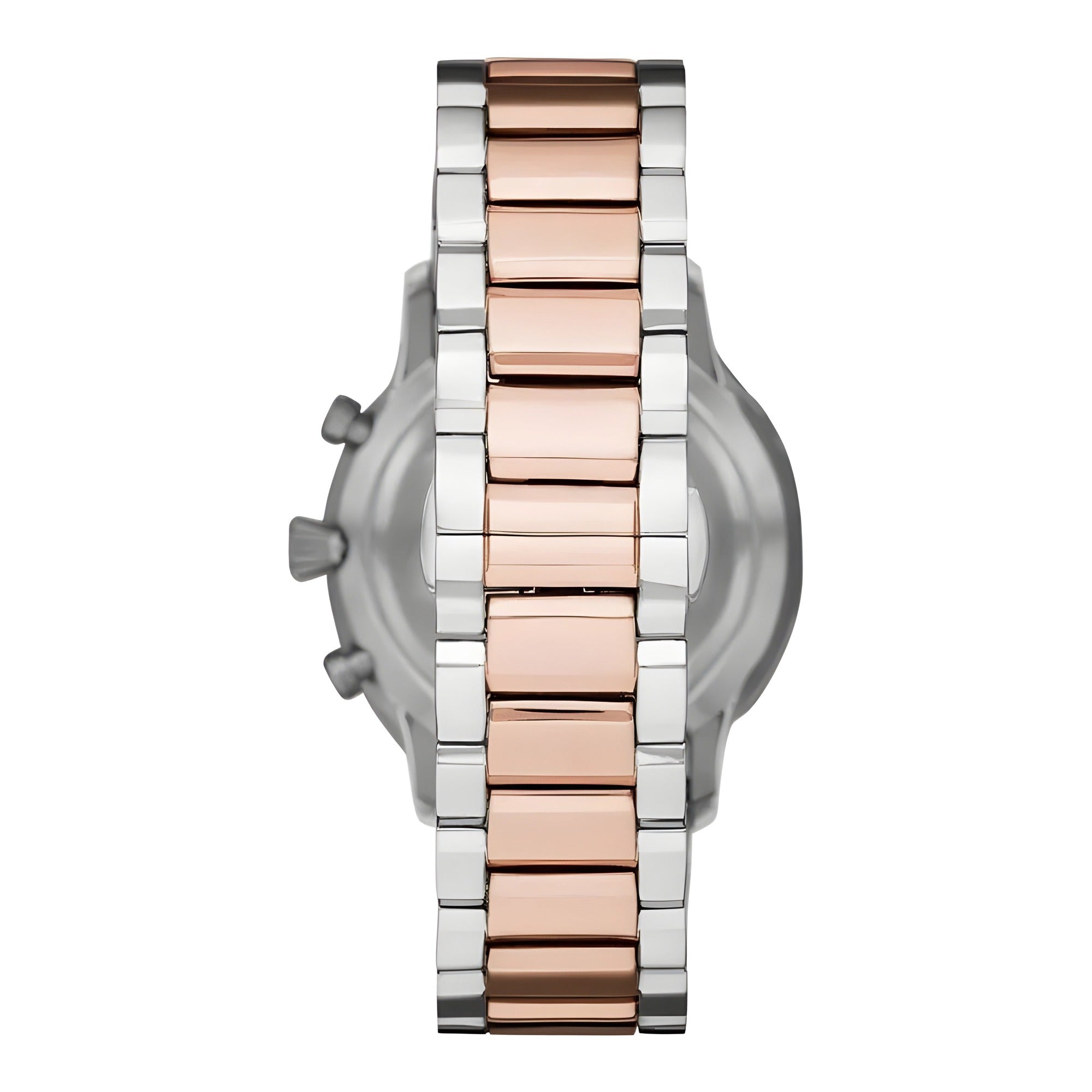 Emporio Armani Silver and Bronze Steel Chronograph Watch