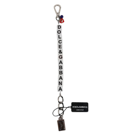 Dolce & Gabbana Silver Brass Chain Dice Logo Embellished Charm Bracelet