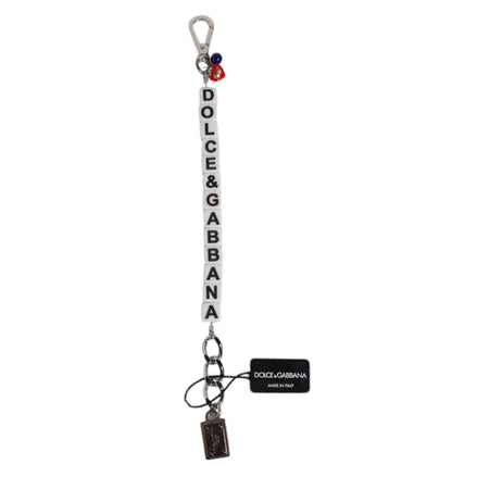 Dolce & Gabbana Silver Brass Chain Dice Logo Embellished Charm Bracelet