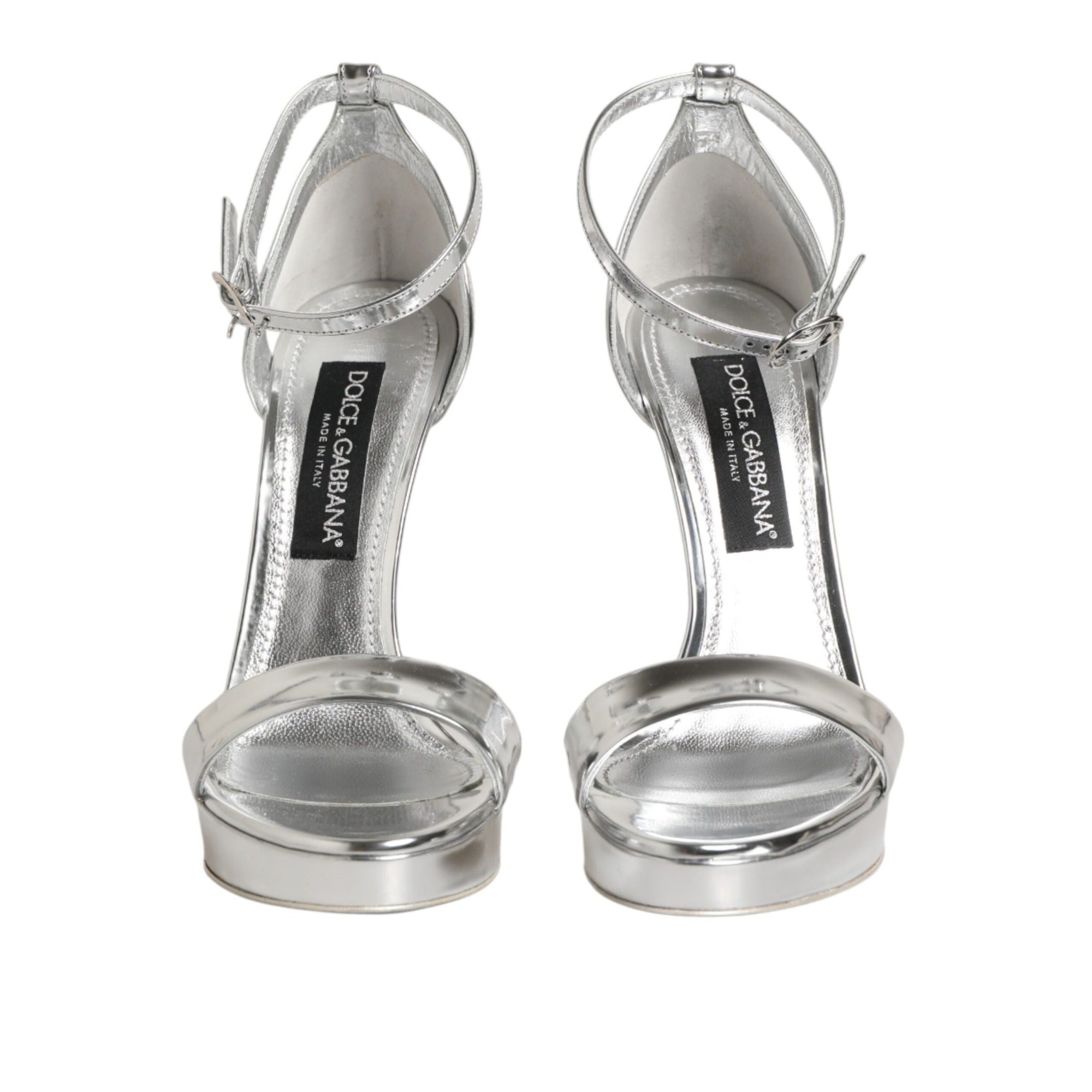 Dolce & Gabbana Silver Keira Leather Platform Sandals