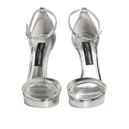 Dolce & Gabbana Silver Keira Leather Platform Sandals