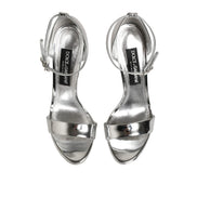 Dolce & Gabbana Silver Keira Leather Platform Sandals