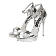 Dolce & Gabbana Silver Keira Leather Platform Sandals