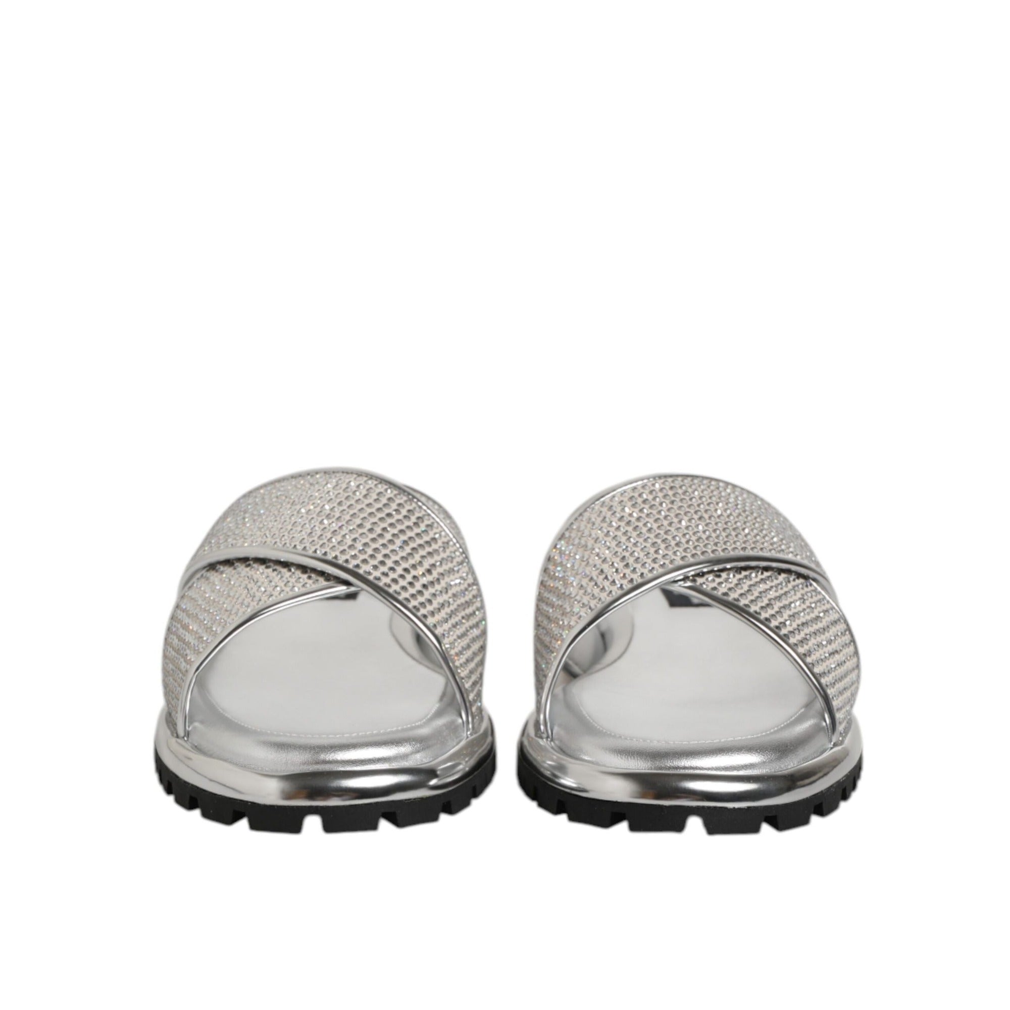 Mules plates en strass argentées Dolce & Gabbana
