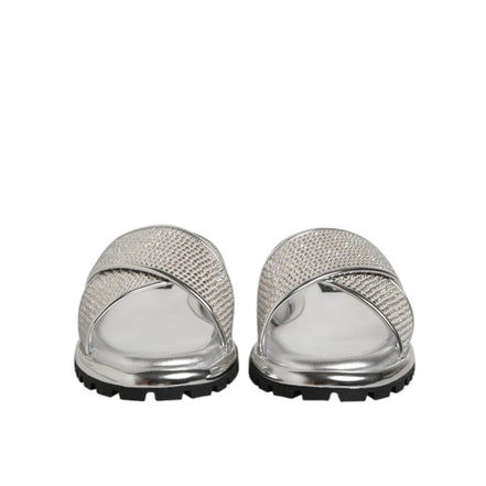 Mules plates en strass argentées Dolce & Gabbana