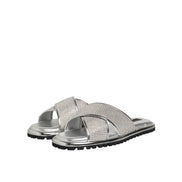 Mules plates en strass argentées Dolce & Gabbana