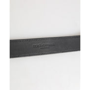 Dolce & Gabbana Silver Textured Leather Gold Tone Neckband