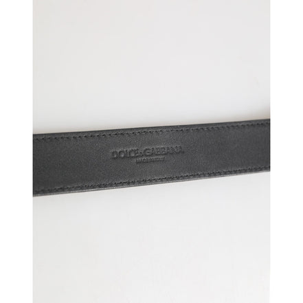 Dolce & Gabbana Silver Textured Leather Gold Tone Neckband