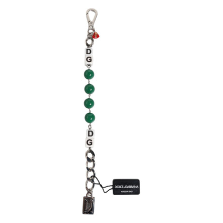Dolce & Gabbana Silver Tone Brass Bead Dice Logo Embellish Charm Bracelet