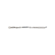 Bracelet Dolce & Gabbana en chaîne argentée, fermoir mousqueton, logo et perles grises