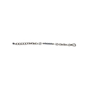 Bracelet Dolce & Gabbana en chaîne argentée, fermoir mousqueton, logo et perles grises