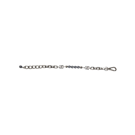 Bracelet Dolce & Gabbana en chaîne argentée, fermoir mousqueton, logo et perles grises
